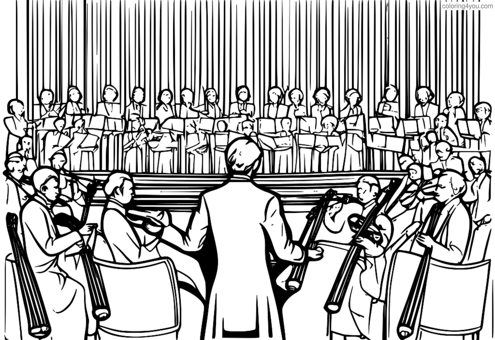 Dibujo para colorear de Tschaikowsky dirigiendo la orquesta rusa Dibujo para colorear de Tschaikowsky dirigiendo la orquesta rusa