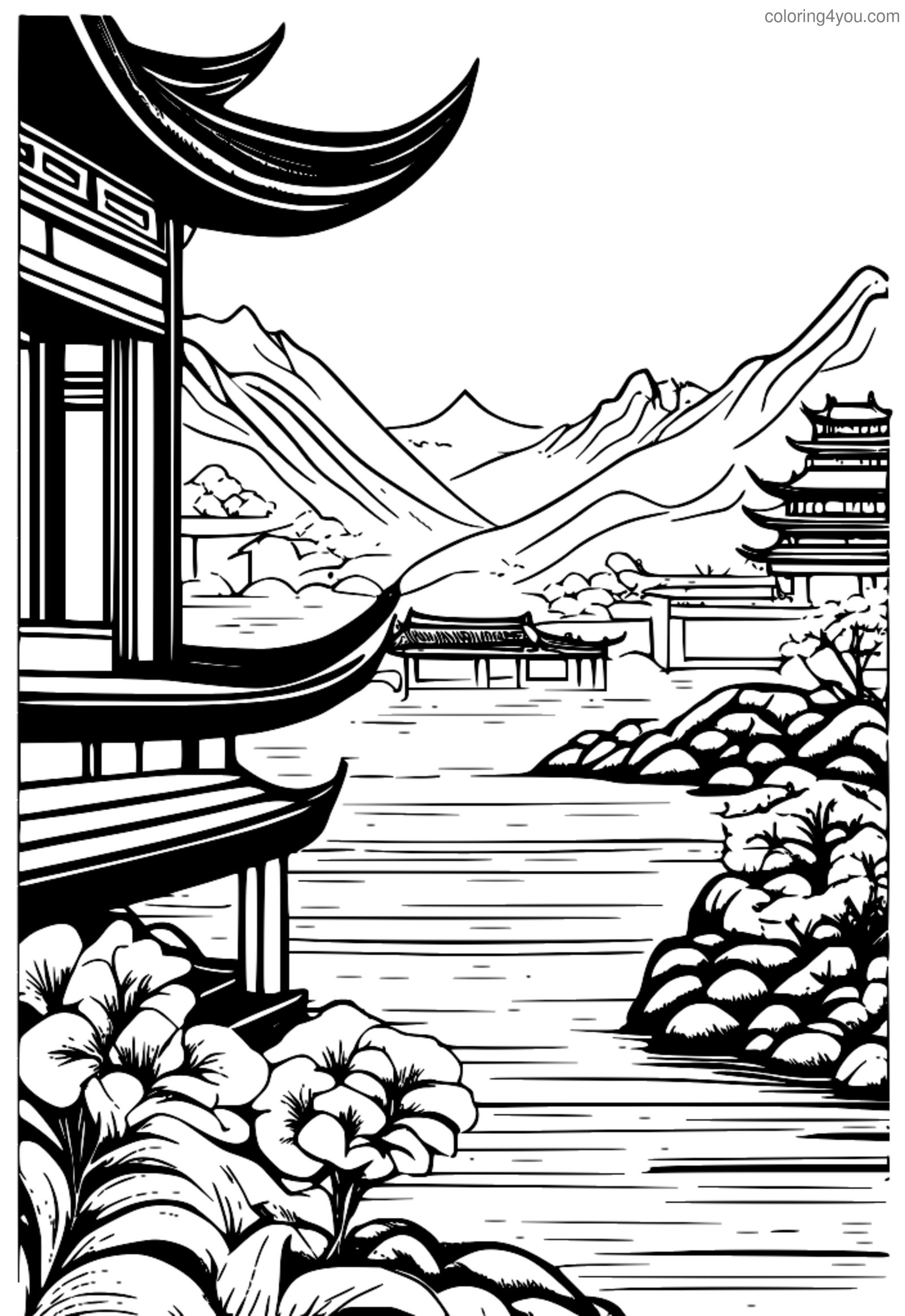 Coloring page of abstract design in Chinese calligraphy Coloring page of abstract design in Chinese calligraphy