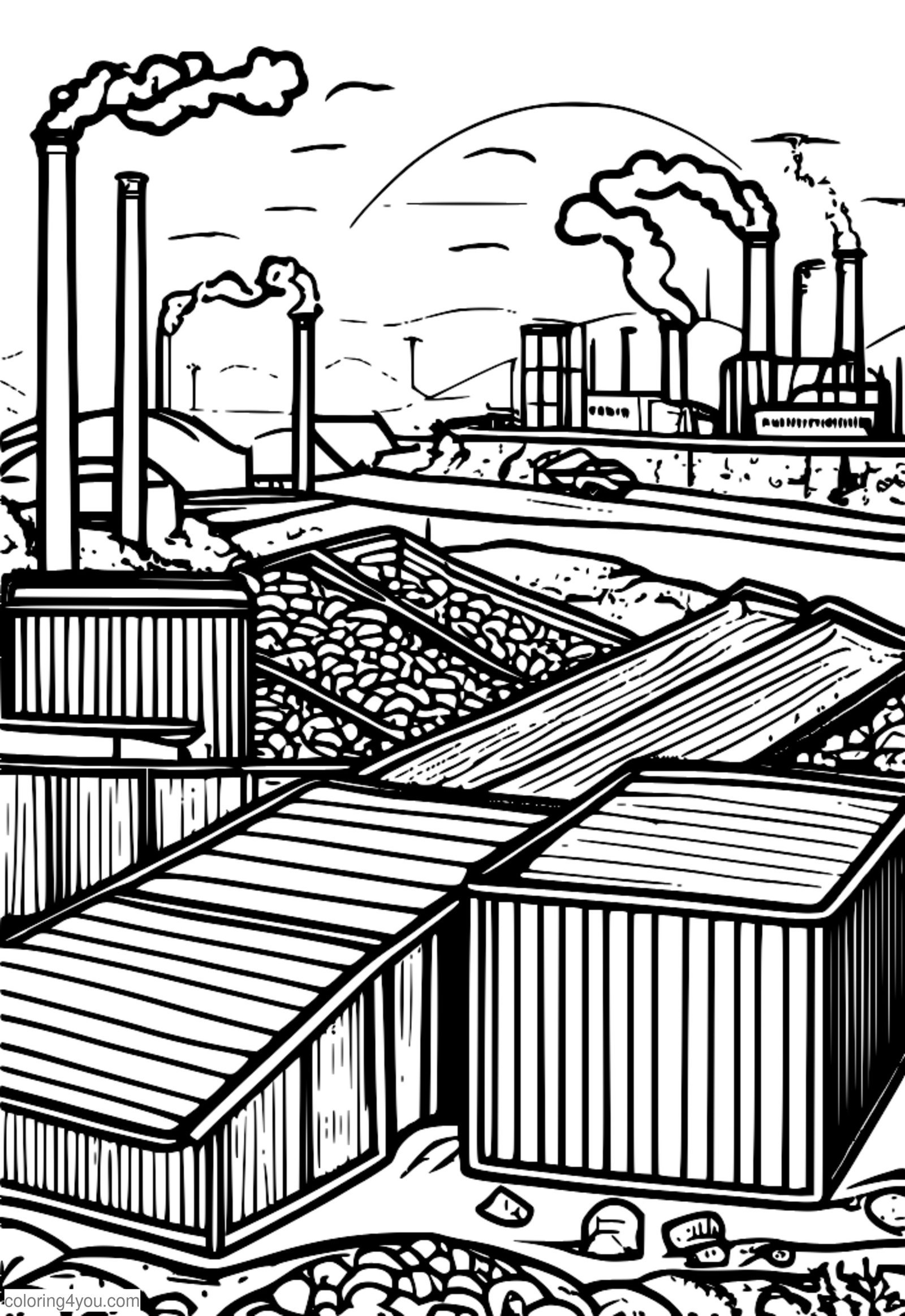 Reciclaje: contraste entre un vertedero contaminado y una instalación de reciclaje limpia Reciclaje: contraste entre un vertedero contaminado y una instalación de reciclaje limpia
