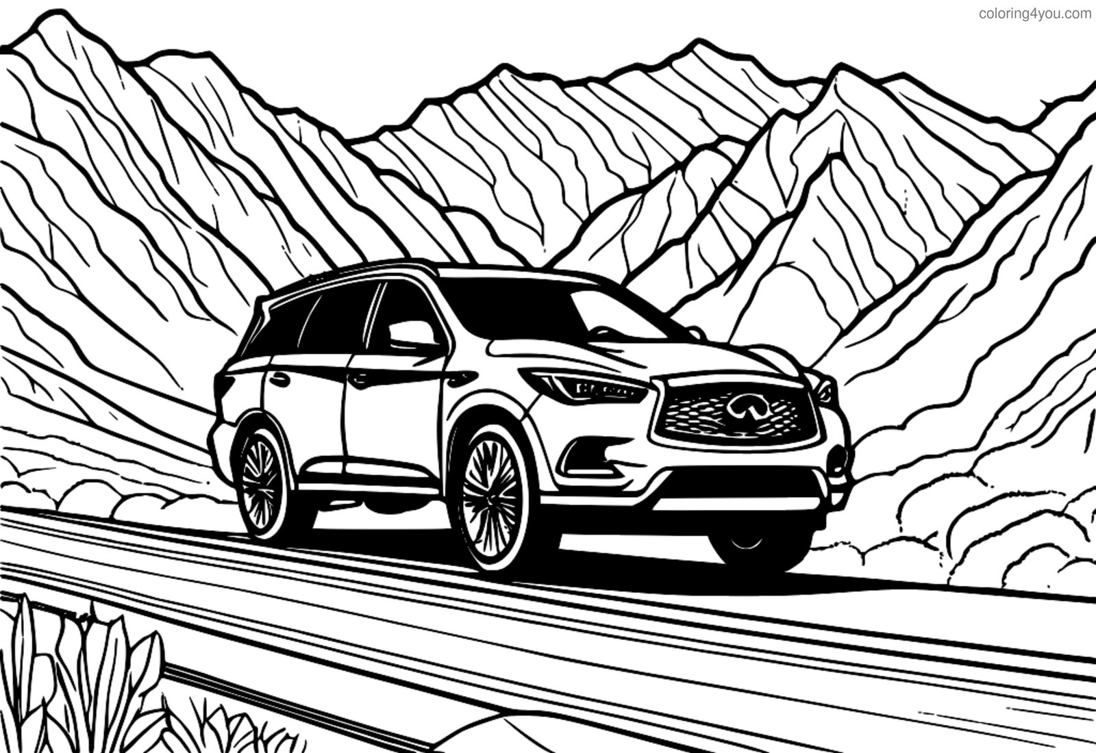 Infiniti QX60-ի գունազարդման էջ ճանապարհի վրա Infiniti QX60-ի գունազարդման էջ ճանապարհի վրա
