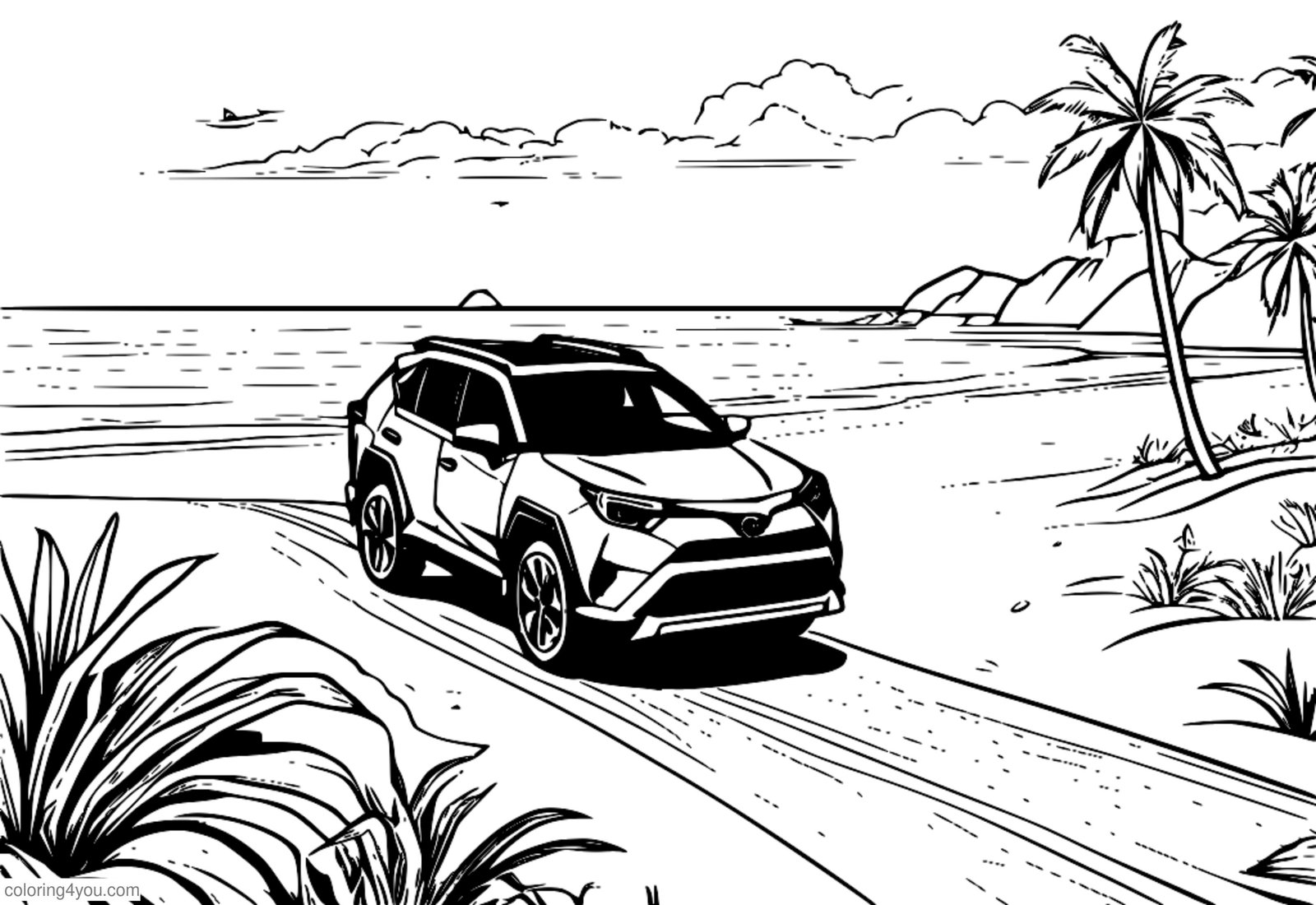 Toyota RAV4 paplūdimio scena Toyota RAV4 paplūdimio scena