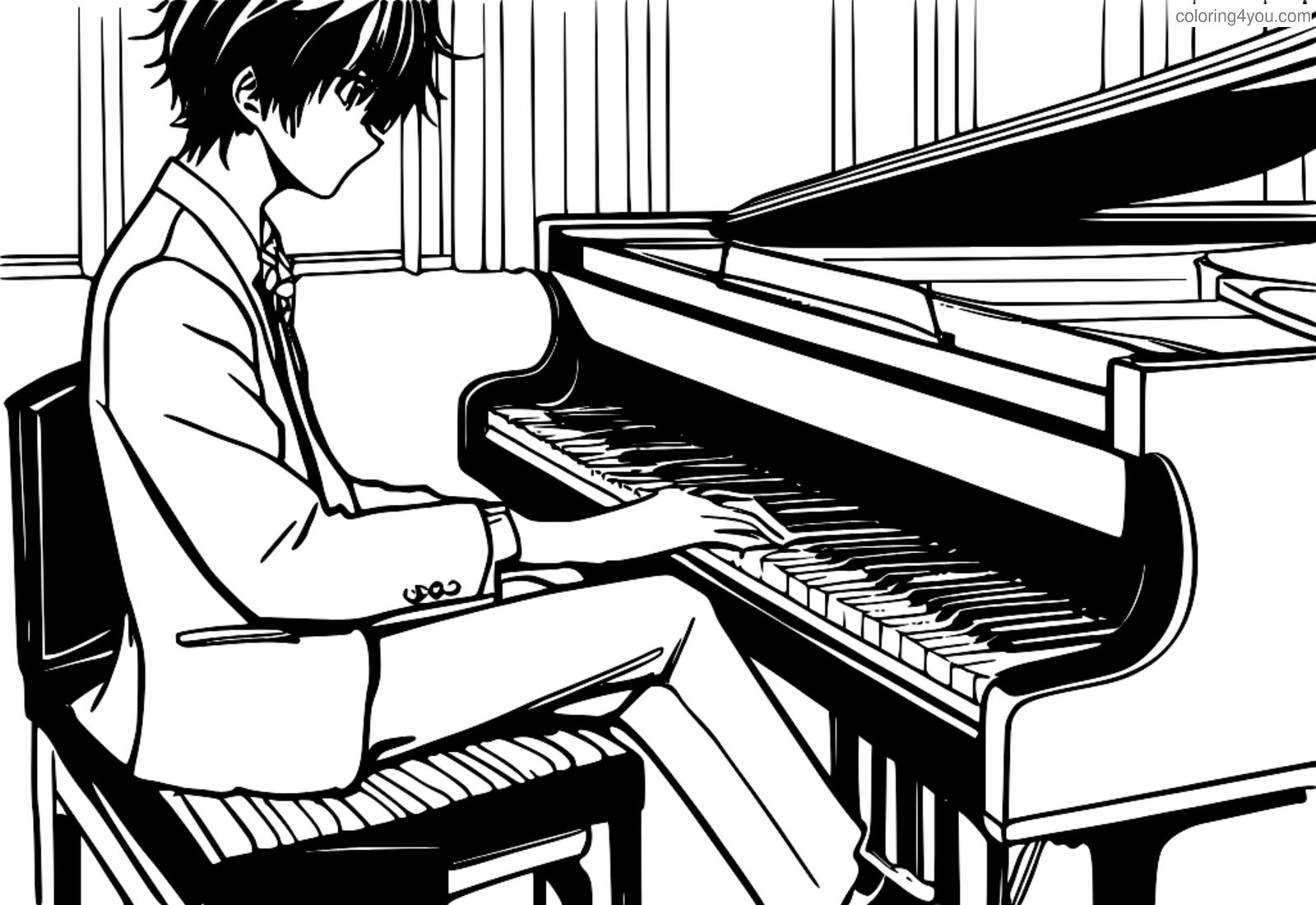 Kousei Arima tocando el piano con Kaori Miyazono a su lado Kousei Arima tocando el piano con Kaori Miyazono a su lado