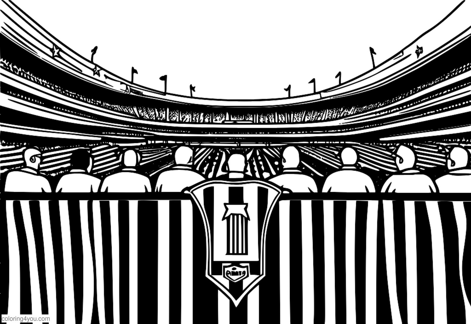 Një grup tifozësh të Atletico Madridit që mbajnë një bander Një grup tifozësh të Atletico Madridit që mbajnë një bander