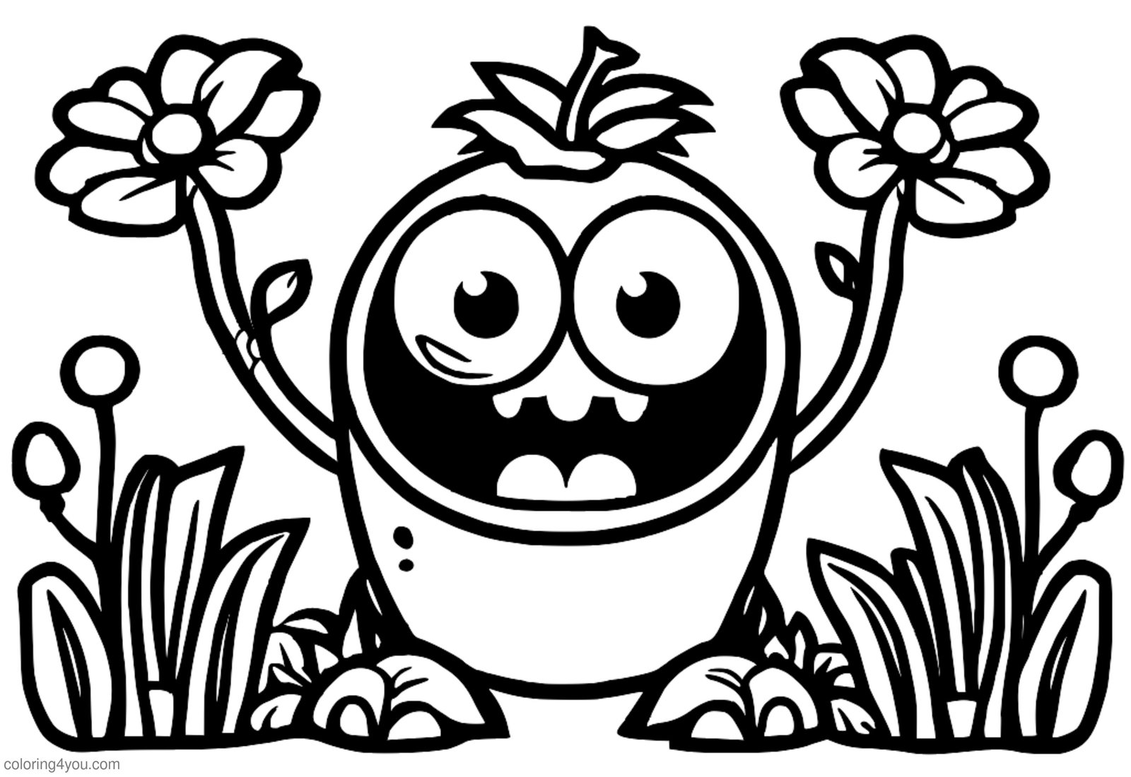 Plants vs. Zombies'te tek bir zombiye bezelye atan bir peashooter'ın boyama sayfası Plants vs. Zombies'te tek bir zombiye bezelye atan bir peashooter'ın boyama sayfası