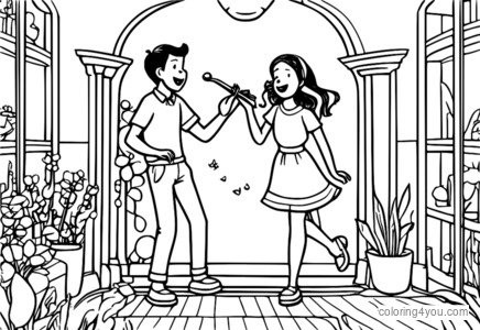 Bosko synger og danser med kjæresten sin Honey color page