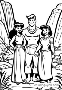 Familja Flintstone duke qëndruar së bashku