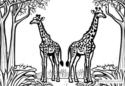 Kaca pewarna jerapah karo sedulur Kratt sing nonton saka kadohan, inspirasi saka episode Wild Kratts.
