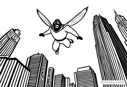 Містер Неймовірний і Frozone літають у повітрі, оточені міськими хмарочосами та яскраво-блакитним небом