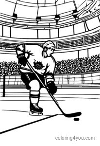 Hockeyspeler scoort een doelpunt kleurplaat. Leuke en opwindende activiteit met sportthema!