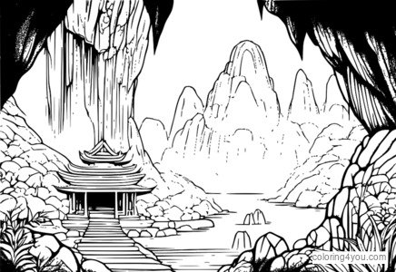 Kubo explora una misteriosa cueva rodeada de piedras antiguas y criaturas místicas.