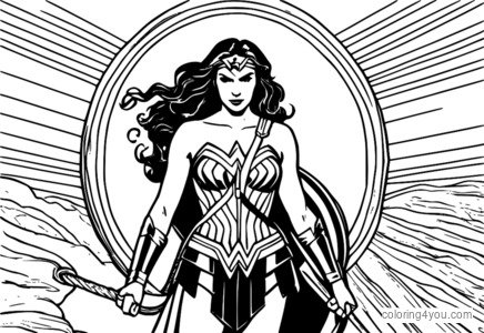 Wonder Woman with Lasso Coloring Page