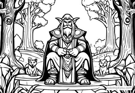 Druid from Hearthstone surrounded by trees and animals