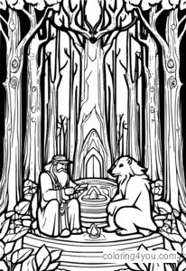Druid from Hearthstone surrounded by trees and animals