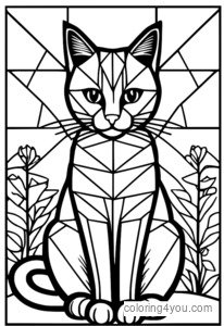 Vrolijke kat gemaakt van tangram puzzelstukjes voor Kerstmis
