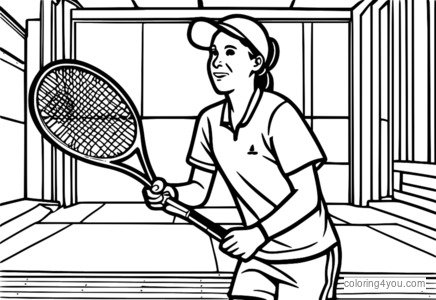 Tennisspeler met een handicap die de bal bedient, kleurrijke illustratie, witte stok.