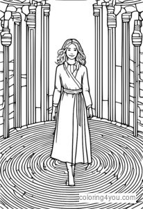 Sarah és kötél színező oldal a Labyrinth-ből