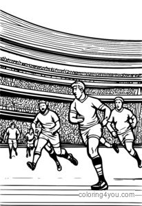 Rugbyspelers tackelen elkaar op een groen veld terwijl een moeder toekijkt