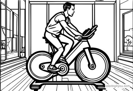 Hometrainer kleurplaat voor kinderen en volwassenen