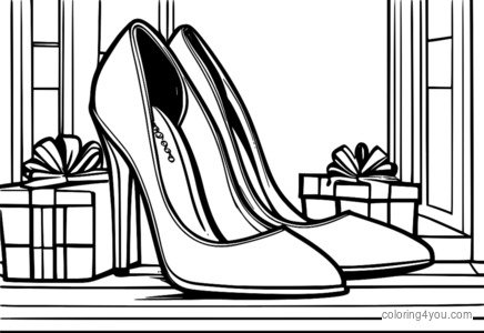 Tacones coloridos envueltos con regalos.