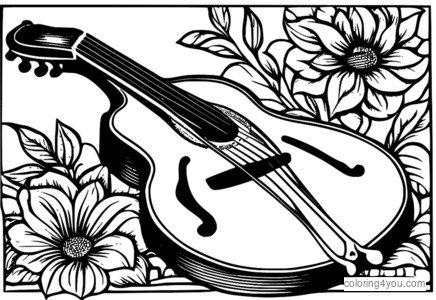 ilustrasi mandolin warni kanggo kaca pewarnaan