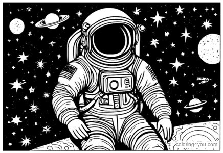 Astronaut obklopený hvězdami a souhvězdími v nulové gravitaci