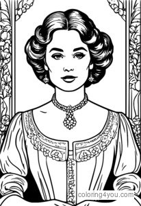Kolorowanka Broszka i rękawiczki z epoki edwardiańskiej