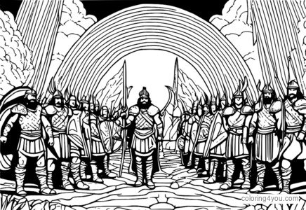 ਵਾਲਹਾਲਾ ਰੰਗਦਾਰ ਪੰਨਾ, ਨੋਰਸ ਮਿਥਿਹਾਸ, ਬਿਫਰੌਸਟ ਬ੍ਰਿਜ, ਸਤਰੰਗੀ ਪੀਂਘ, ਯੋਧੇ