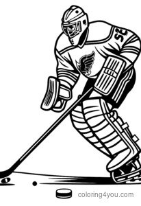 Hockey goalie għadis u tiġbid għall-puck