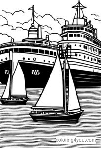 coloriage-bateaux-dans-les-ports
