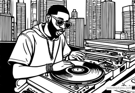 DJ miksēšanas ieraksti krāsojamai lapai
