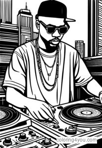 DJ miksēšanas ieraksti krāsojamai lapai