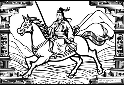 Perandori i Jade duke hipur në një Qilin, që simbolizon fatin e mirë.