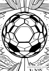 Desen de colorat cu design asimetric al mingii de fotbal