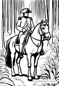 Napoleon Bonapart atla meşəlik meşədə gəzir.