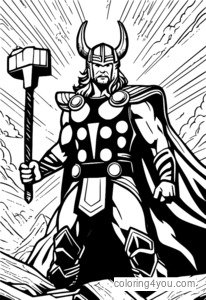 Thor empuñando su martillo Mjolnir, en medio de una tormenta caótica