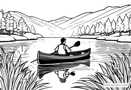 Illustration de canot en gros plan avec pagaie et gilet de sauvetage