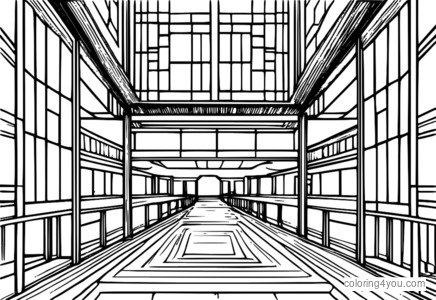 Tokyo'daki Sharp Center'ın boyama sayfaları.