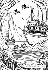 Een groep elfen en zeemeerminnen die een scheepswrak onder water verkennen.
