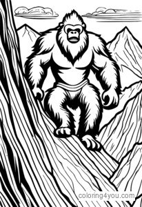 Yeti subindo uma montanha