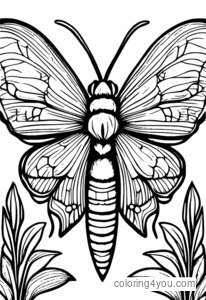 Desenho de uma mariposa misteriosa para colorir com olhos brilhantes