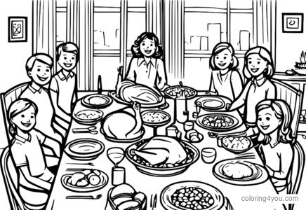 Lachende gezichten rond de Thanksgiving-dinertafel