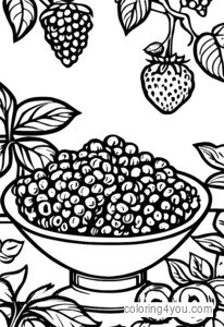 Canasta de arándanos y frambuesas frescas