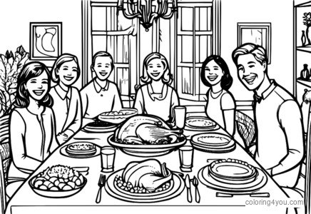 Thanksgiving familiesamling ved middagsbordet med deilig mat.