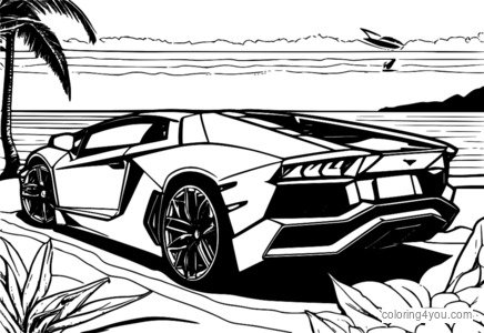 বাচ্চাদের জন্য Lamborghini Aventador গাড়ির রঙিন পৃষ্ঠা