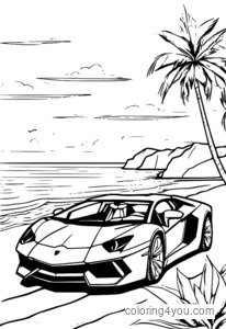 বাচ্চাদের জন্য Lamborghini Aventador গাড়ির রঙিন পৃষ্ঠা