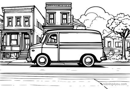 Omalovánka Vintage Orange Delivery Car pro děti a dospělé