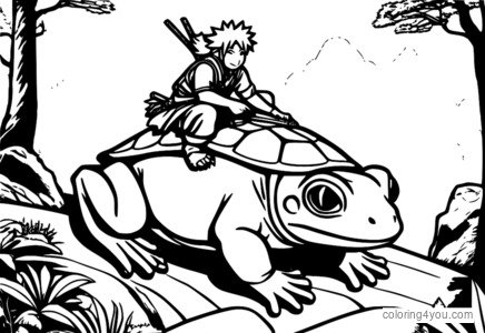 Jiraiya qurbağası Qamatatsu ilə meşədə gəzir.