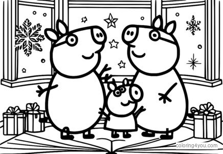 Kaca pewarna Natal Peppa Pig