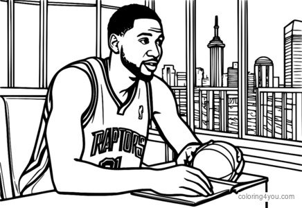 Pemain Toronto Raptors menandatangani halaman mewarna autograf