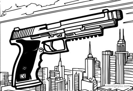 Heckler & Koch USP pistoles krāsojamā lapa ar spilgtām krāsām